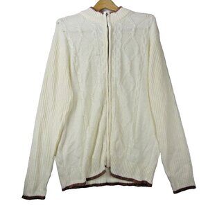 Vintage Men's Haband Full Zip Sherpa Sweater Jacket Cable Knit Pocket XL Cottage